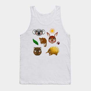 Sparkly Eyed Australian Animals, Tank Top